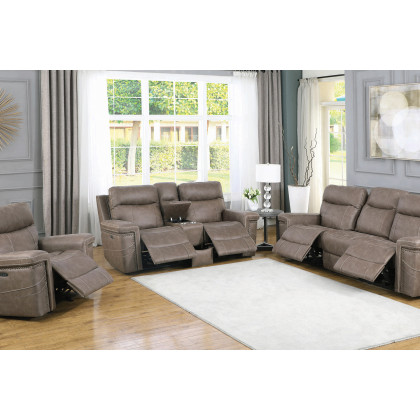 Coaster Wixom Upholstered Tufted Living Room Set with Power Recliner - Taupe