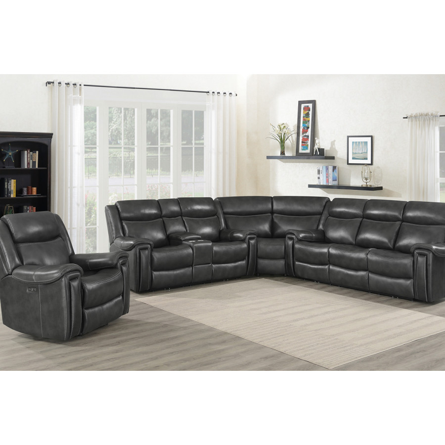 Coaster Shallowford 3-Piece Power Living Room Set with Power Glider Recliner - Hand Rubbed Charcoal