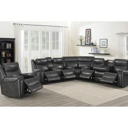 Coaster Shallowford 3-Piece Power Living Room Set with Power Glider Recliner - Hand Rubbed Charcoal