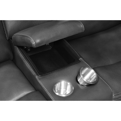 Coaster - Shallowford Upholstered Power Loveseat With Console in Hand Rubbed Charcoal