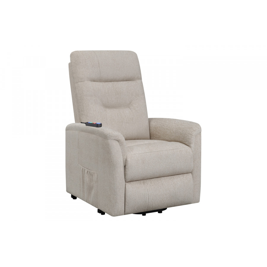 Coaster Power Lift Recliner with Storage Pocket - Beige