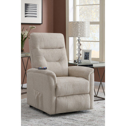 Coaster Power Lift Recliner with Storage Pocket - Beige