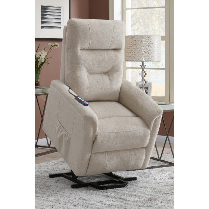 Coaster Power Lift Recliner with Storage Pocket - Beige