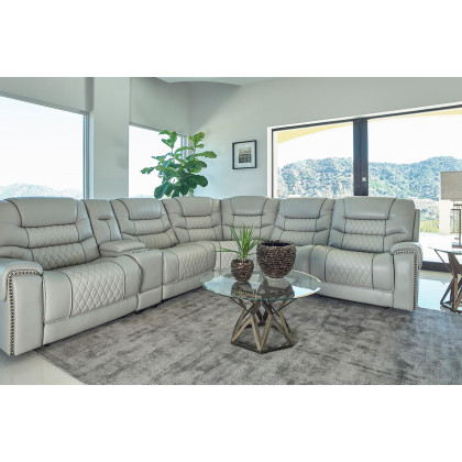 Coaster - Garnet 6-Piece Modular Power Sectional in Light Gray