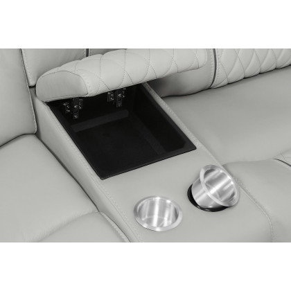 Coaster Garnet Upholstered Power Reclining Seat And Power Headrest Sofa - Light Gray