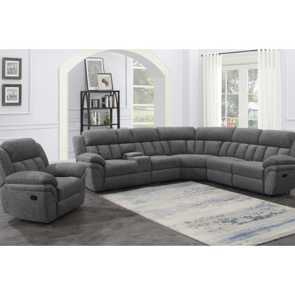Coaster Bahrain 6-Piece Upholstered Motion Sectional - Charcoal