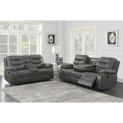 Coaster Flamenco Tufted Upholstered Motion Sofa - Charcoal