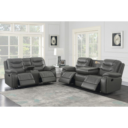 Coaster Flamenco Tufted Upholstered Motion Sofa - Charcoal
