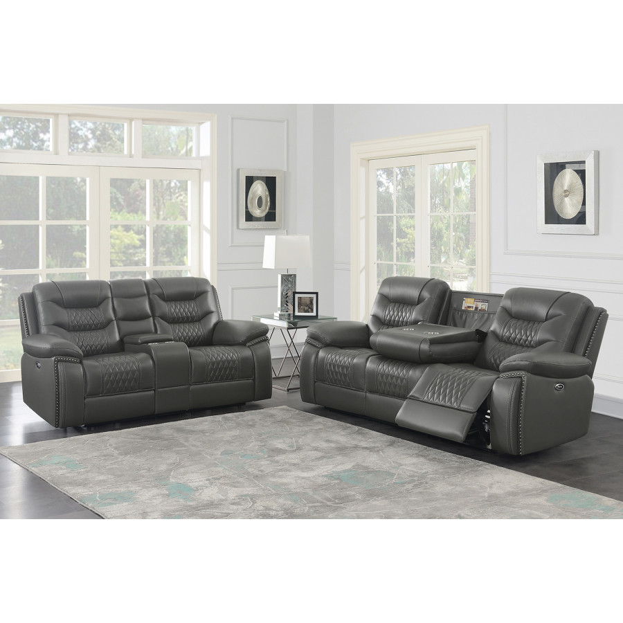 Coaster Flamenco 2-Piece Tufted Upholstered Power Living Room Set - Charcoal