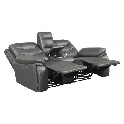 Coaster Flamenco Tufted Upholstered Power Loveseat with Console - Charcoal