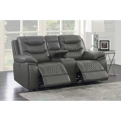 Coaster Flamenco Tufted Upholstered Power Loveseat with Console - Charcoal