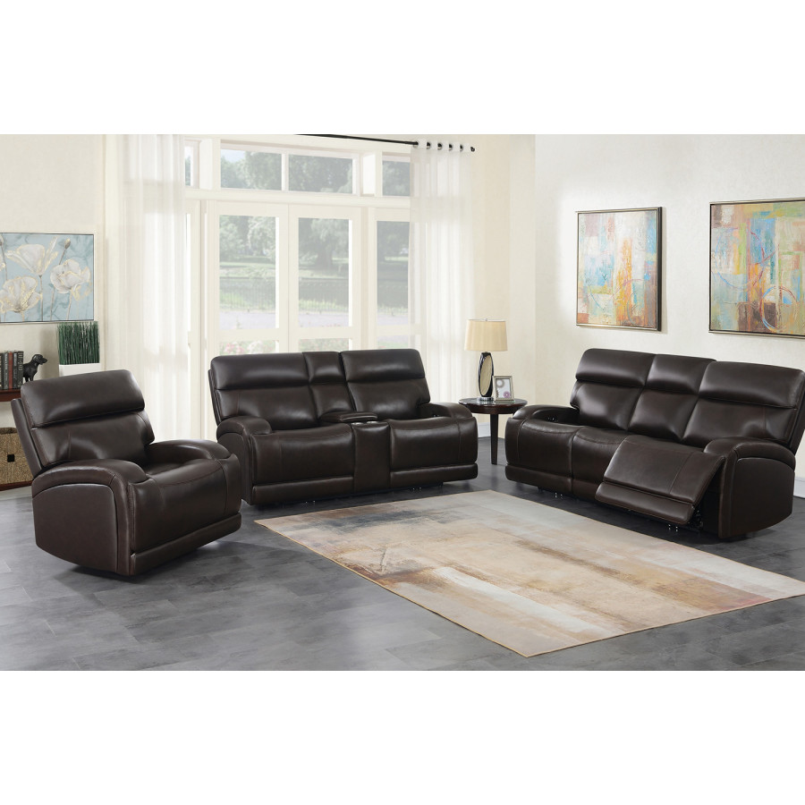 Coaster Longport 3-Piece Upholstered Power Living Room Set - Dark Brown