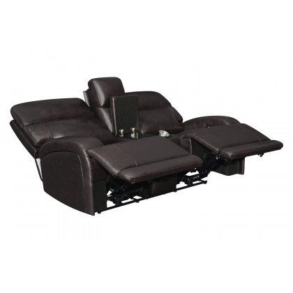 Coaster Longport Upholstered Power Loveseat with Console - Dark Brown