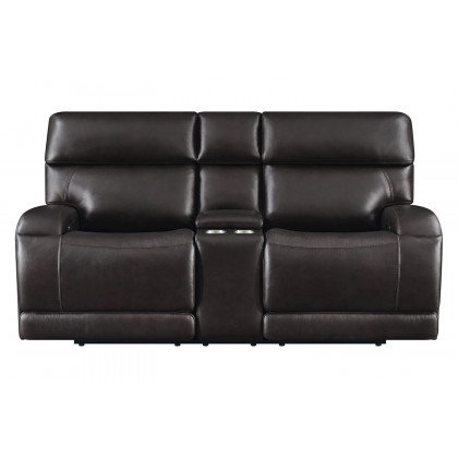 Coaster Longport Upholstered Power Loveseat with Console - Dark Brown