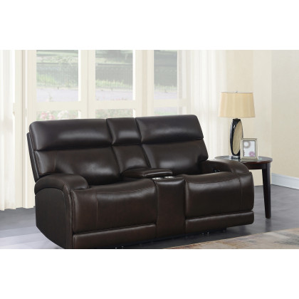 Coaster Longport Upholstered Power Loveseat with Console - Dark Brown