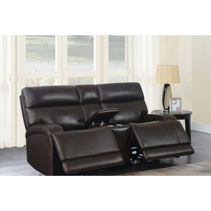 Coaster Longport Upholstered Power Loveseat with Console - Dark Brown