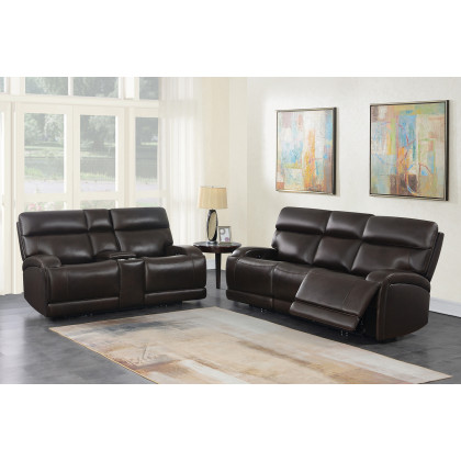 Coaster Longport Upholstered Power Loveseat with Console - Dark Brown