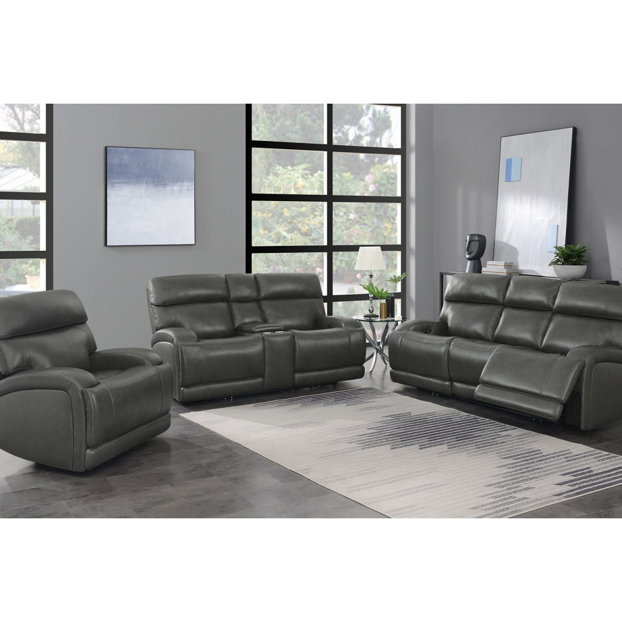Coaster Longport 3-Piece Upholstered Power Living Room Set - Charcoal
