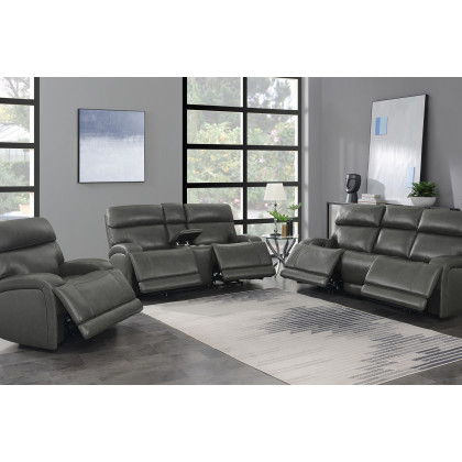 Coaster Longport 3-Piece Upholstered Power Living Room Set - Charcoal