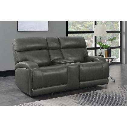 Coaster Longport Upholstered Power Loveseat with Console - Charcoal