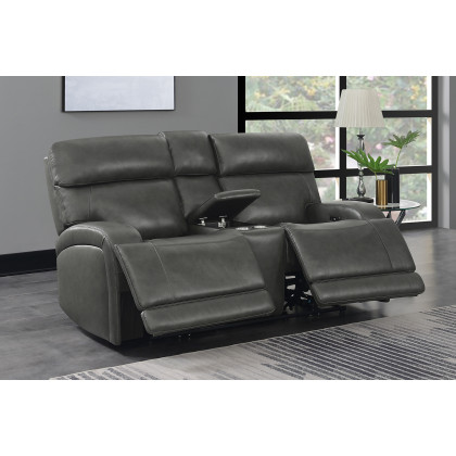 Coaster Longport Upholstered Power Loveseat with Console - Charcoal