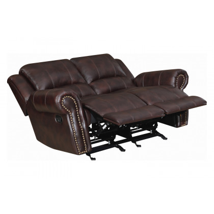 Coaster Sir Rawlinson Nailhead Trim Glider Loveseat - Dark Brown