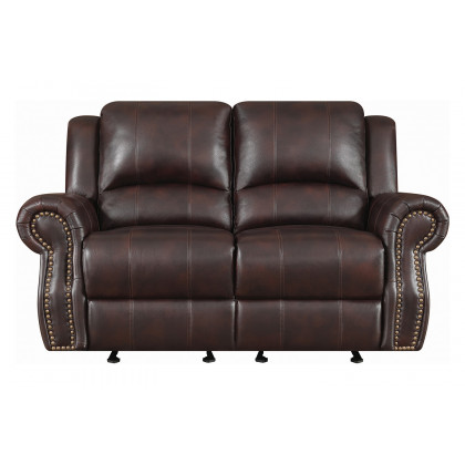 Coaster Sir Rawlinson Nailhead Trim Glider Loveseat - Dark Brown