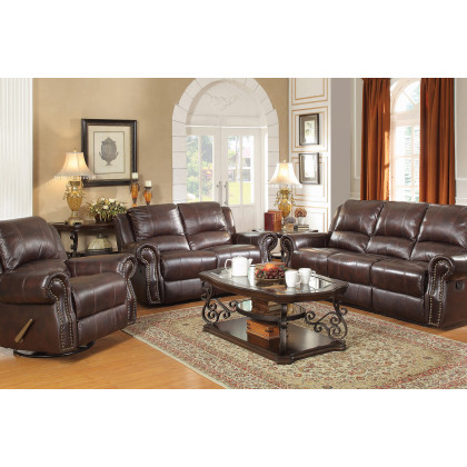 Coaster Sir Rawlinson Nailhead Trim Glider Loveseat - Dark Brown