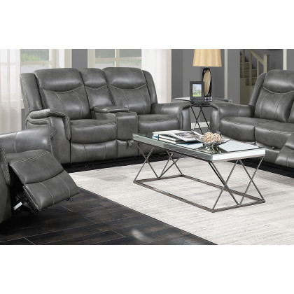 Coaster - Conrad Upholstered Motion Sofa in Gray