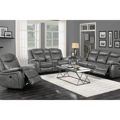 Coaster - Conrad Upholstered Motion Sofa in Gray
