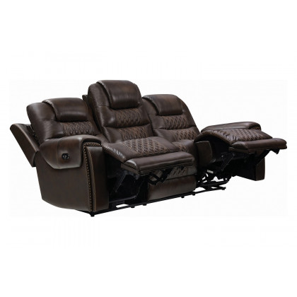 Coaster - North Cushion Back Power Sofa in Dark Brown