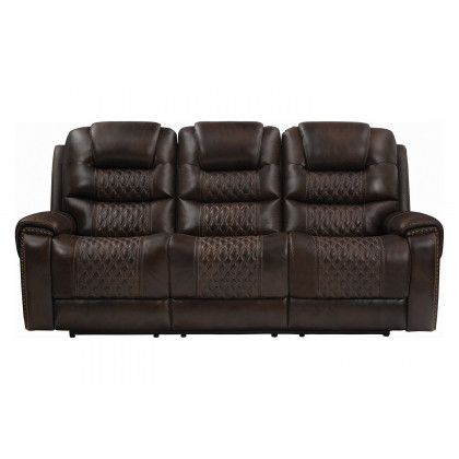 Coaster - North Cushion Back Power Sofa in Dark Brown