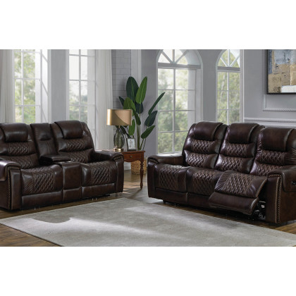 Coaster - North Cushion Back Power Sofa in Dark Brown