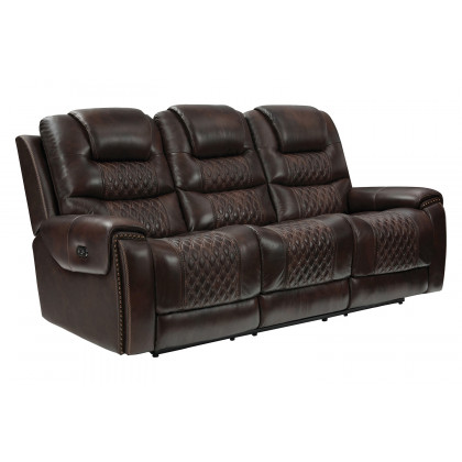 Coaster North Upholstered Tufted Living Room Set with Power Recliner - Dark Brown