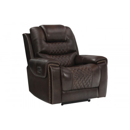 Coaster North Upholstered Tufted Living Room Set with Power Recliner - Dark Brown