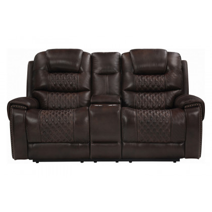 Coaster - North Cushion Back Power Loveseat With Console in Dark Brown