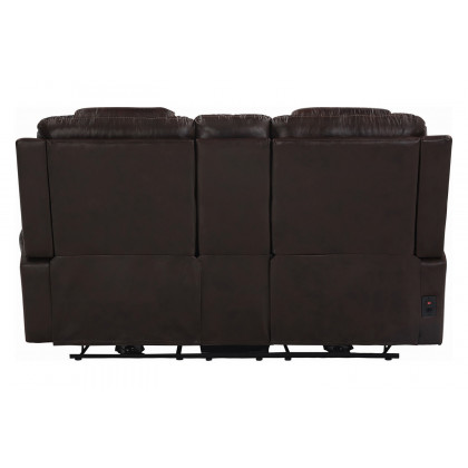 Coaster - North Cushion Back Power Loveseat With Console in Dark Brown