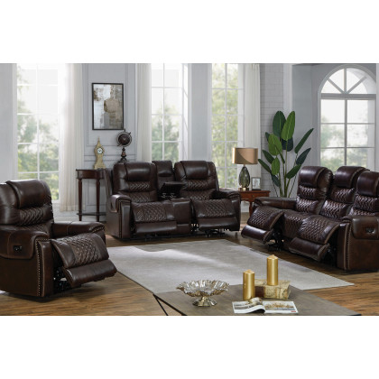 Coaster - North Cushion Back Power Loveseat With Console in Dark Brown