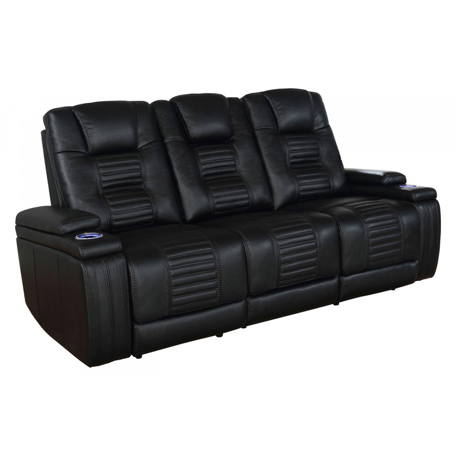 Coaster - Zane Upholstered Dual Power Sofa in Black