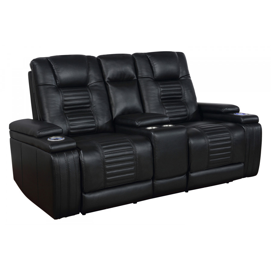 Coaster - Zane Upholstered Dual Power Loveseat in Black