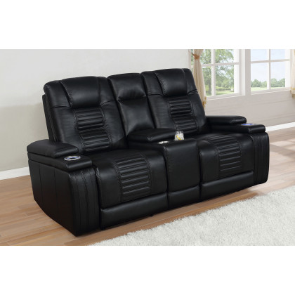Coaster - Zane Upholstered Dual Power Loveseat in Black