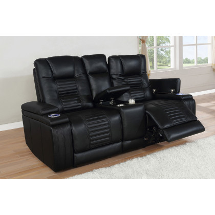 Coaster - Zane Upholstered Dual Power Loveseat in Black