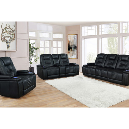 Coaster - Zane Upholstered Dual Power Loveseat in Black