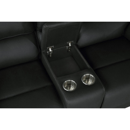 Coaster Breton Upholstered Tufted Living Room Set with Recliner - Dark Charcoal