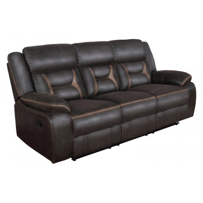 Coaster Greer Upholstered Tufted Living Room Set with Glider Recliner - Dark Brown