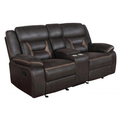 Coaster Greer Upholstered Tufted Living Room Set with Glider Recliner - Dark Brown