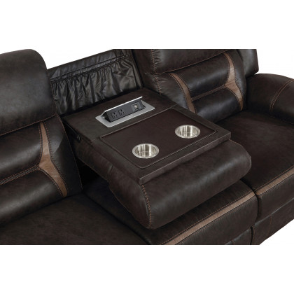 Coaster Greer Upholstered Tufted Living Room Set with Glider Recliner - Dark Brown