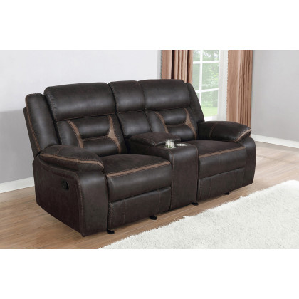 Coaster Greer Upholstered Tufted Back Glider Loveseat - Dark Brown