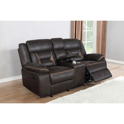 Coaster Greer Upholstered Tufted Back Glider Loveseat - Dark Brown