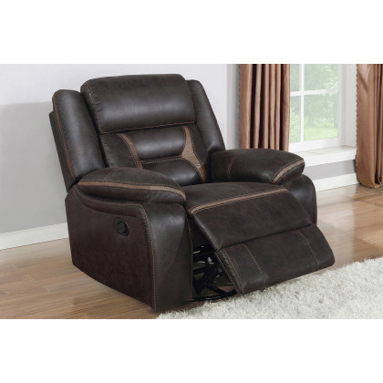 Coaster Greer Upholstered Tufted Back Glider Recliner - Dark Brown